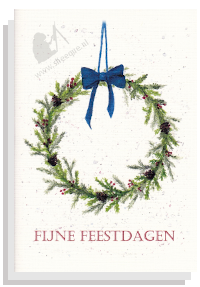 Kerstkaart kerstgroen krans